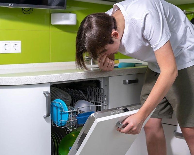 علت بوی بد از داخل ماشین ظرفشویی کنوود